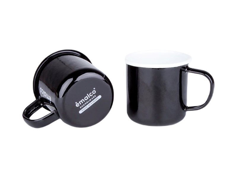 Set of 2 enamel mugs - black-white(16)