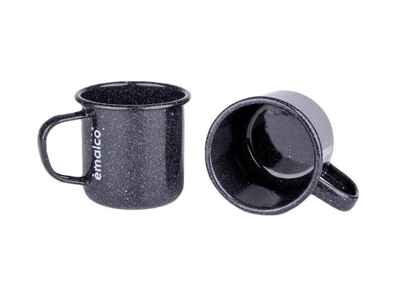 Set of 2 enamel mugs - black-grey(12)