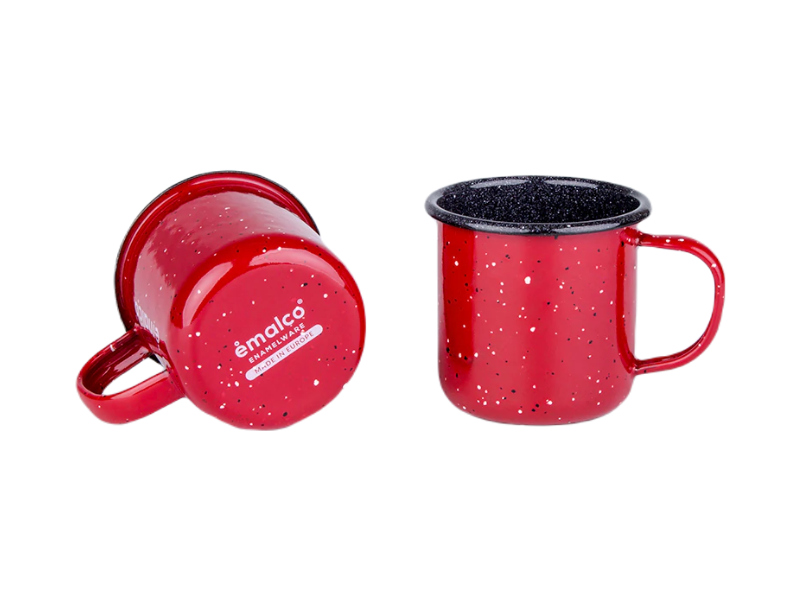 Set of 2 enamel mugs - red-black(14)