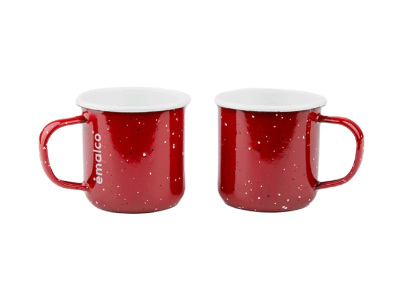 Set of 2 enamel mugs - Red(08)