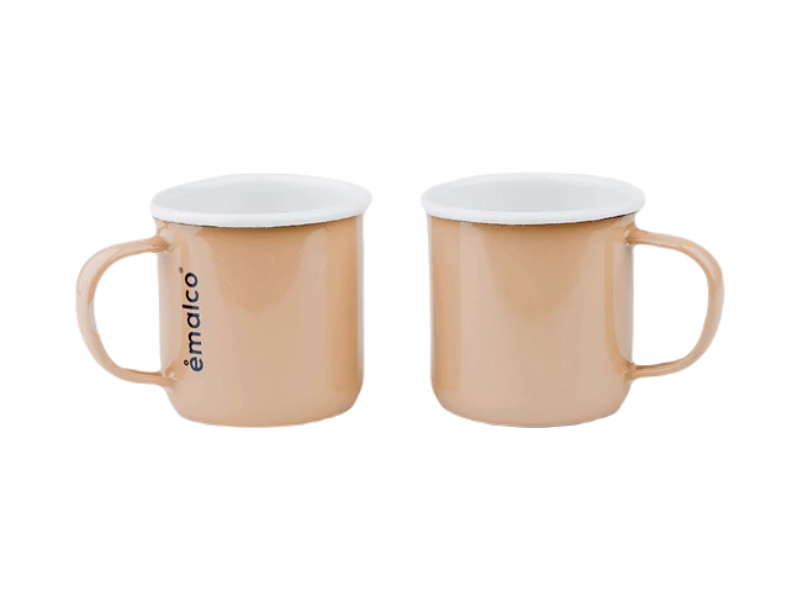 Lot de 2 mugs émaillés - crème et bleu(07)