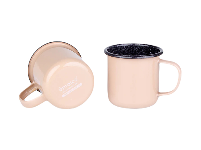 Lot de 2 mugs émaillés - crème - gris(13)