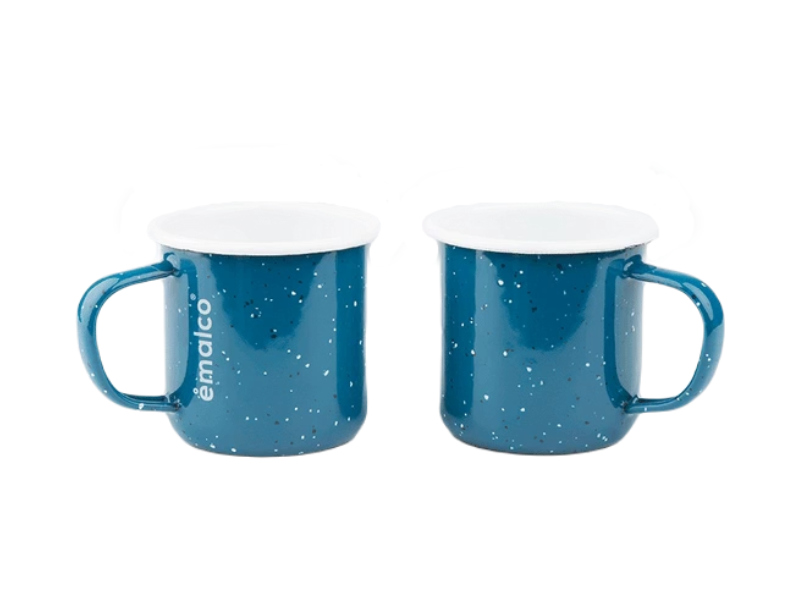 Set of 2 enamel mugs - blue-white(11)