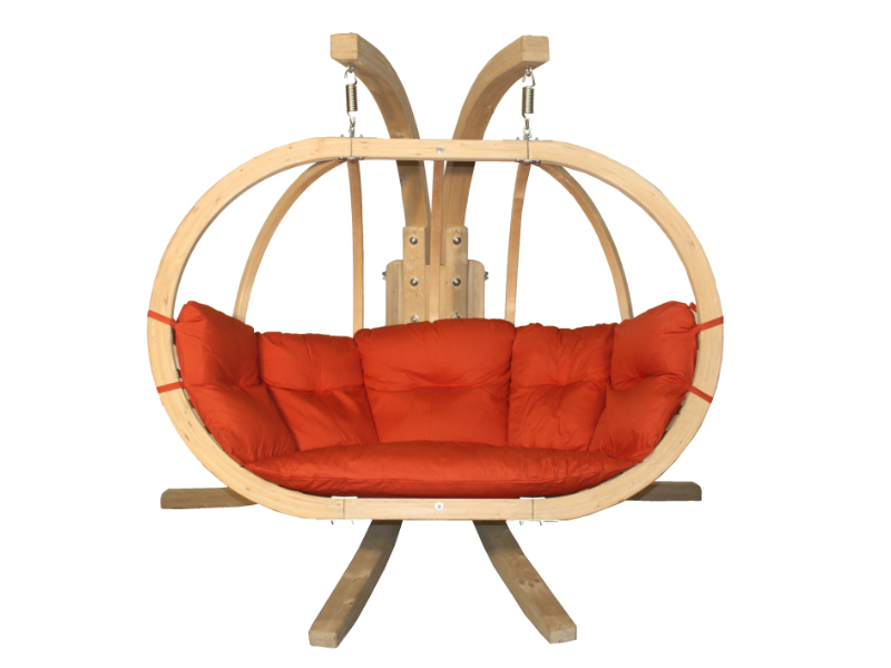 Ensemble : un fauteuil double avec une structure en bois - rouge(02)