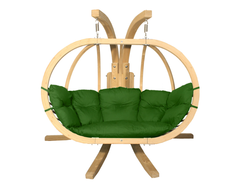 Ensemble : un fauteuil double avec une structure en bois - vert(04)