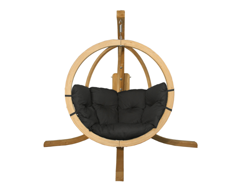 Ensemble : un fauteuil suspendu simple avec un cadre en bois - grafitowy(02)