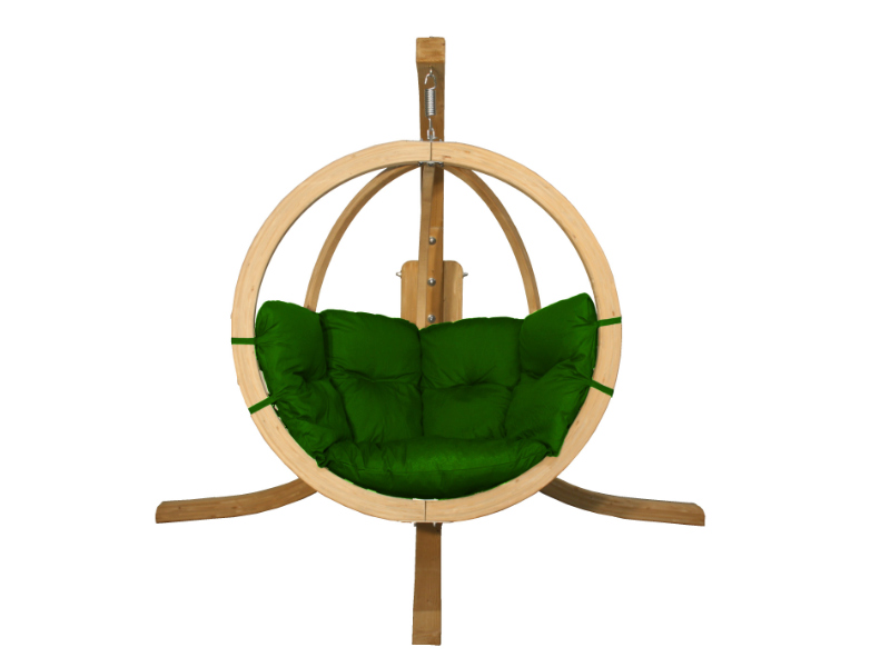 Set: a single hanging armchair with a wooden frame - green(04)