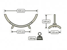 Maera - Stojak do hamaków Kingsize wykonany z certyfikowanego drewna eukaliptusa, MAS40-E